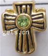 Rhinestone Zinc Alloy European Beads, Cross, plated, without troll & with rhinestone Approx 4mm 