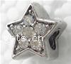 Rhinestone Zinc Alloy European Beads, Star, plated, without troll & with rhinestone Approx 5mm 