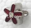 Enamel Zinc Alloy European Beads, Flower, plated, without troll & with rhinestone & large hole Approx 4.5mm 
