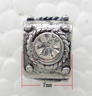 Perles European de stras d'alliage de Zinc , triangle, Placage, sans filetage & avec strass, plus de couleurs à choisir, 10x7mm, Trou:Environ 4.5mm, Vendu par PC