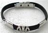 Silicone Stainless Steel Bracelets, Rubber, with 316L Stainless Steel, black .5 Inch 