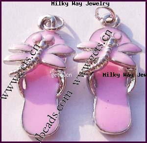 Zinc Alloy Shoes Pendants, with enamel, plated, enamel, more colors for choice, Grade A, 2.8x1.0x0.65cm, Sold By PC