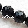 Black Stone Bead, Round & handmade faceted Inch 
