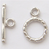 Sterling Silver Toggle Clasp, 925 Sterling Silver, Round, single-strand & twist 