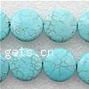 Dyed Natural Turquoise Beads, Flat Round light blue Inch 
