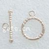 Sterling Silver Toggle Clasp, 925 Sterling Silver, Round, plated, textured & single-strand 17mm 
