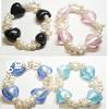 Crystal Pearl Bracelets, with Freshwater Pearl & Lampwork 20mm 5-6mm Inch 