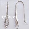 Sterling Silver Hook Earwire, 925 Sterling Silver, Letter J, plated, with cubic zirconia Approx 3mm 