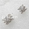 Cubic Zirconia Sterling Silver Beads, 925 Sterling Silver, Flower, platinum plated & with cubic zirconia 