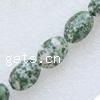 Grüner Tupfen Stein Perlen, grüner Punkt Stein, oval, 10x14mm, Länge:16 ZollInch, 29PCs/Strang, verkauft von Strang
