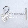 Sterling Silver Toggle Clasp, 925 Sterling Silver, Flower, plated, smooth & single-strand 31mm 