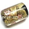 Gold Foil Lampwork Beads, Round tube, with inner flower pattern 