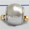 Glass Pearl European Beads, Round, brass double core without troll 12mm 