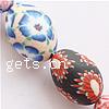 Polymer Clay Jewelry Beads, Oval, with flower pattern Inch 