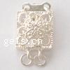 Sterling Silver Box Clasp, 925 Sterling Silver, Square, plated, with flower pattern 