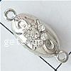 Zinc Alloy Magnetic Clasp, Oval, plated, plating thickness more than 3μm & with Mideast rhinestone & single-strand 