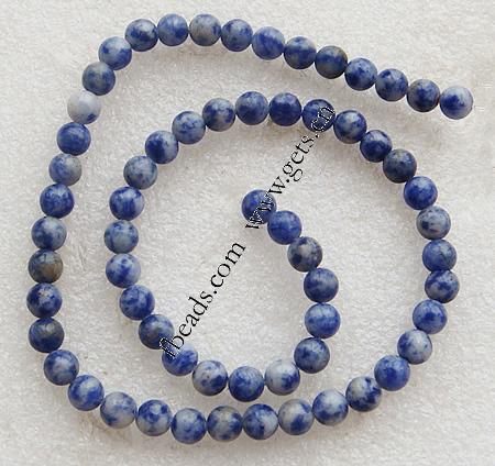 Perles tache bleu et blanc, Tache bleue, Rond, multiple tailles pour le choix, Longueur:15 pouce, Vendu par brin