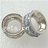 Rondelle Rhinestone Spacer, with Zinc Alloy, Flat Round, plated, with Mideast rhinestone Approx 5mm 