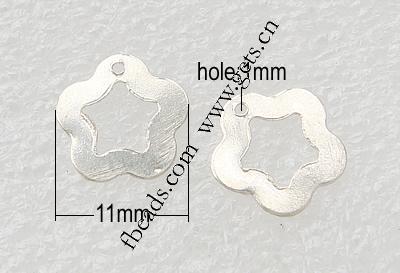 Sterling Silver Tag, 925 Sterling Silver, Flower, plated, more colors for choice, 11x11mm, Hole:Approx 1mm, Sold By PC