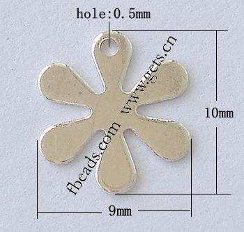 Sterling Silver Tag, 925 Sterling Silver, Flower, plated, more colors for choice, 9x10x0.5mm, Hole:Approx 0.5mm, Sold By PC