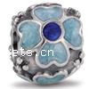 Enamel Zinc Alloy European Beads, Drum, plated, without troll & with rhinestone & large hole 10mm Approx 4.5mm 