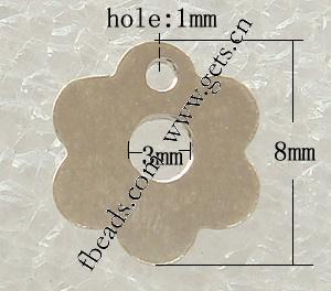 Sterling Silver Tag, 925 Sterling Silver, Flower, plated, more colors for choice, 8x8x0.5mm, Hole:Approx 1mm, Sold By PC