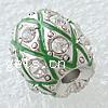 Enamel Zinc Alloy Beads, Drum, plated, with Mideast rhinestone lead free Approx 3mm 