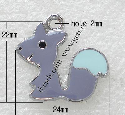 Zinc Alloy Animal Pendants, Squirrel, plated, enamel, more colors for choice, 24x22x2mm, Hole:Approx 2mm, Sold By PC