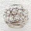 Rhinestone European Beads, with Zinc Alloy, Drum, plated, plating thickness more than 3μm Approx 5mm 