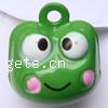 Messing Glocke Anhänger, Frosch, grün, frei von Blei & Kadmium, 19x17x15mm, 100PCs/Tasche, verkauft von Tasche