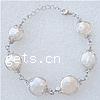 Pulseras de perlas de plata esterlina, Perlas cultivadas de agua dulce, con plata de ley 925, longitud:8 Inch, Vendido por Sarta