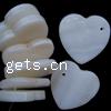 Natural White Shell Beads, Flat Heart, 15mm 