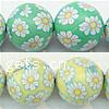 Round Polymer Clay Beads, with flower pattern 20mm Approx 1mm 
