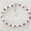 Pearl Sterling Silver Bracelets, Freshwater Pearl, with 925 Sterling Silver 4mm .7 Inch 