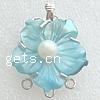 Shell Box Clasp, Zinc Alloy, with Shell & Freshwater Pearl, Flower, platinum color plated , light blue Approx Approx 2mm 