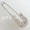 Safety Pin, Brass, plated, with rhinestone 