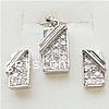 Sterling Silver Cubic Zircon Jewelry Sets, 925 Sterling Silver, pendant & earring, plated, with cubic zirconia ; 