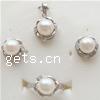 Conjuntos de joya de perla de agua dulce de plata , plata de ley 925, colgante & anillo de dedo & pendiente, con perla, chapado, con circonia cúbica, más colores para la opción, 16x12mm,12x10mm,12mm, tamaño:7, Vendido por Set