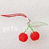 Fashion Mobile Phone Lanyard, Glass Seed Beads, with Nylon Cord, Cherry .6 Inch 