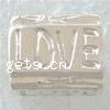 Zinc Alloy Message European Beads, Rectangle, word love, plated, with letter pattern & without troll Approx 4.5mm 