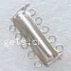 Sterling Silber Folie Lock Verschluss, 925 Sterling Silber, Rechteck, plattiert, 5-litzig, keine, 15x29mm, Bohrung:ca. 2mm, verkauft von PC