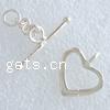 Sterling Silver Toggle Clasp, 925 Sterling Silver, Heart, plated, smooth & single-strand Approx 2.5mm 
