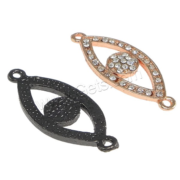Evil Eye Jewelry Connector, Zinc Alloy, plated, with rhinestone & 1/1 loop, more colors for choice, nickel, lead & cadmium free, 38x15x3mm, Hole:Approx 1.5mm, Sold By PC