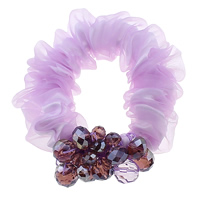Elastique cheveux, organza, avec cordon élastique en nylon & cristal, facettes, violet, 31mm, 25mm pouce, Vendu par PC