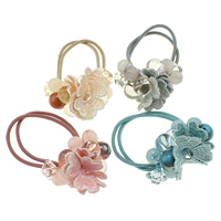 Ponytail Holder, Nylon, with Cotton & Crystal & Glass Pearl & Acrylic, faceted 33mm, 2mm Inch 