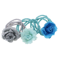 Ponytail Holder, Glass Pearl, with Polyester, Flower, colorful powder 4.5mm Inch 