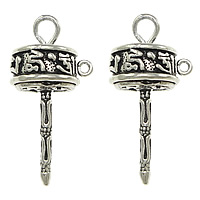 Buddhist Jewelry Pendant, Brass, Prayer Wheel, antique silver color plated, with loop Approx 2.5mm, 1mm 