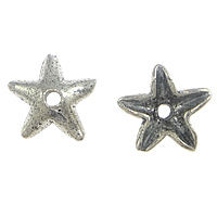 Brass Bead Cap, Star, antique silver color plated Approx 1mm 