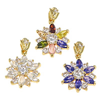 Crystal Brass Pendants, with Crystal, Flower, plated, with cubic zirconia & faceted nickel, lead & cadmium free Approx 