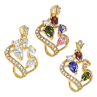 Crystal Brass Pendants, with Crystal, real gold plated, with cubic zirconia & faceted nickel, lead & cadmium free Approx 